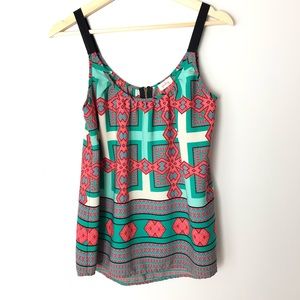 PIXLEY Ribbon Strap Geometric Tank Back Zip Medium